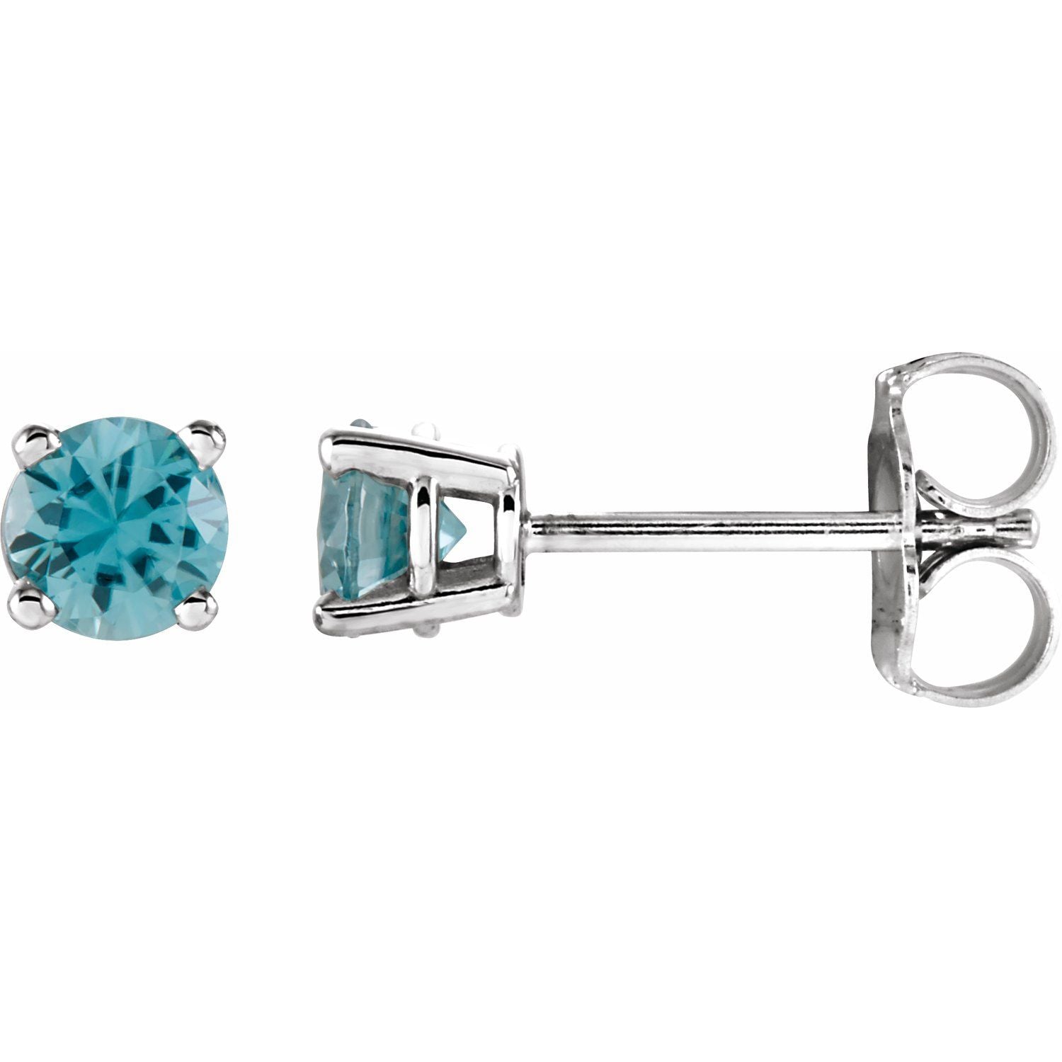 14K Gold Natural Blue Zircon Stud Earrings