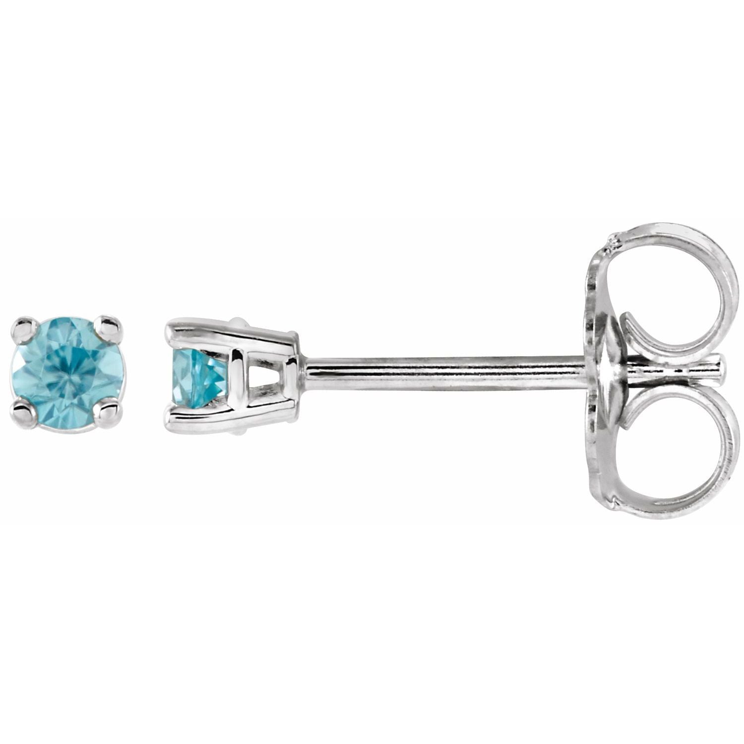 14K Gold Natural Blue Zircon Stud Earrings