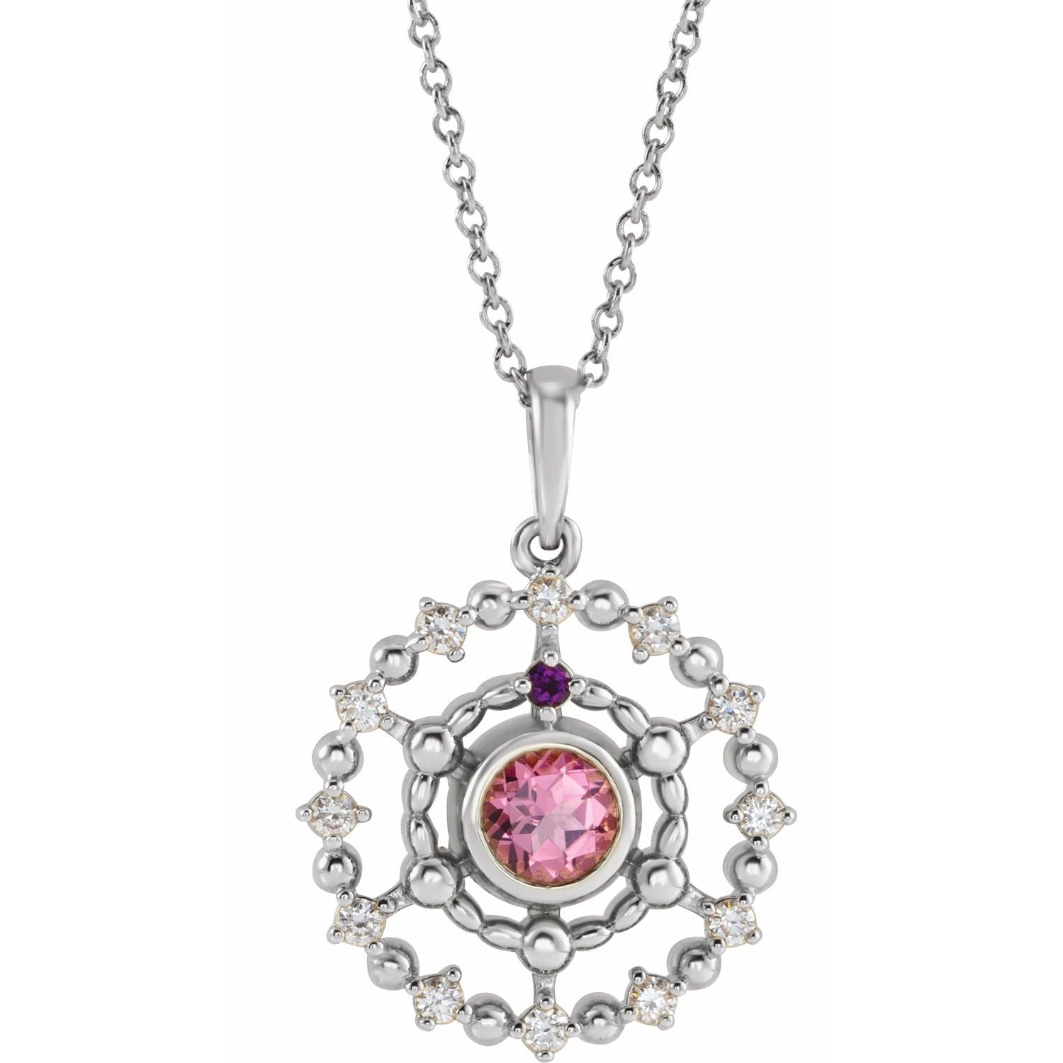 14K Gold Alexandrite Amethyst Aquamarine and Ruby Stone Groups Family Necklace Mounting