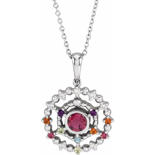 14K Gold Alexandrite Amethyst Aquamarine and Ruby Stone Groups Family Necklace Mounting