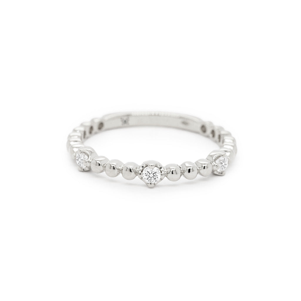 14K Gold 3 Stones Half Eternity Stackable Band