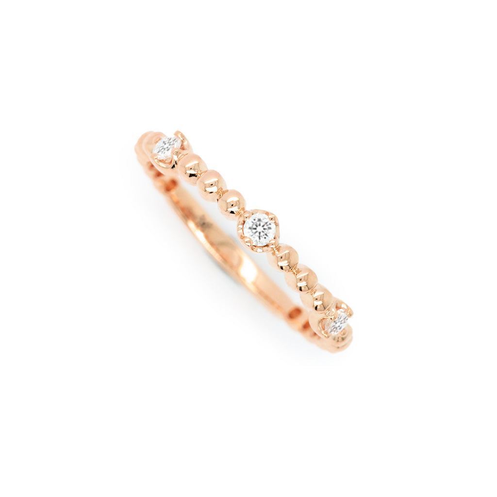 14K Gold 3 Stones Half Eternity Stackable Band