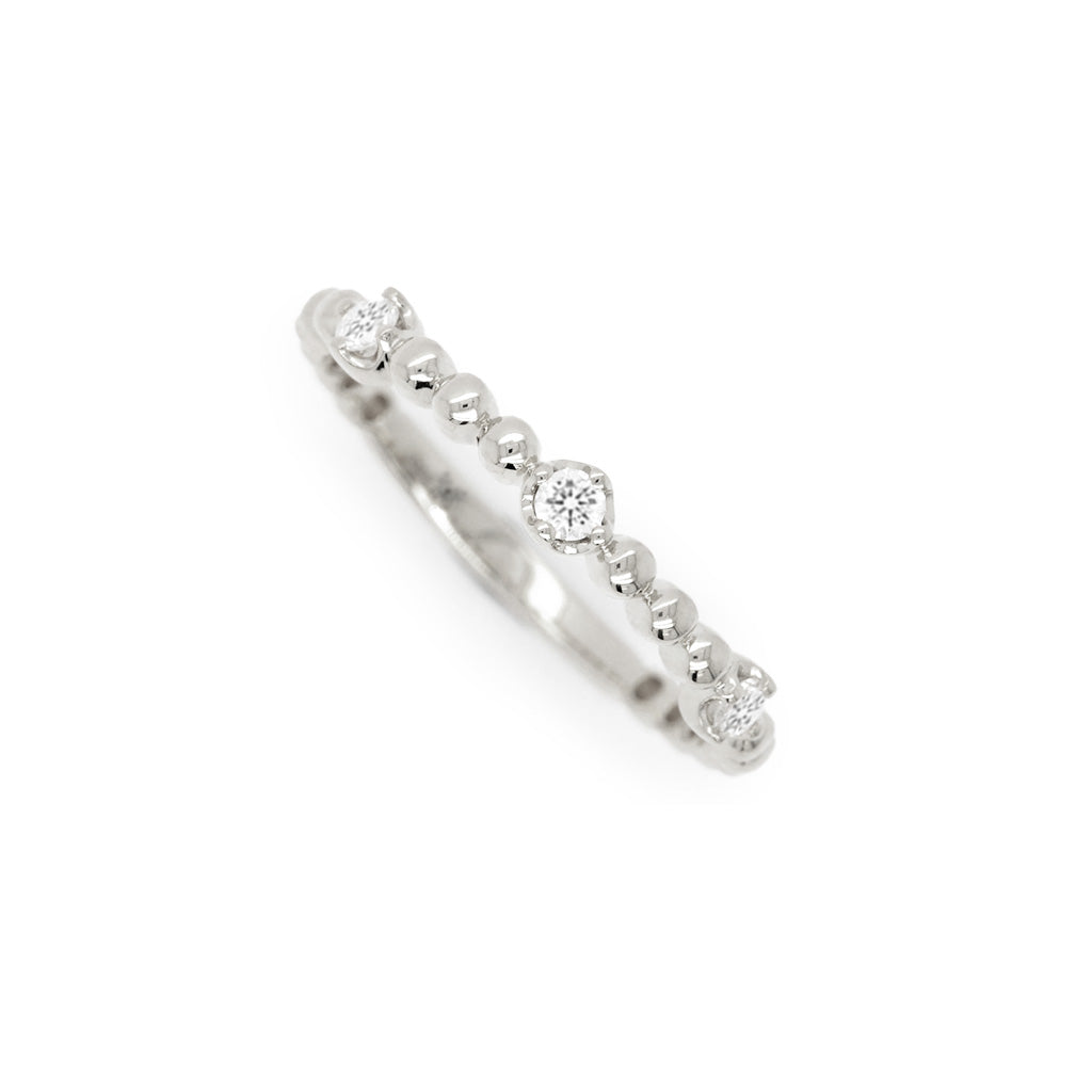 14K Gold 3 Stones Half Eternity Stackable Band