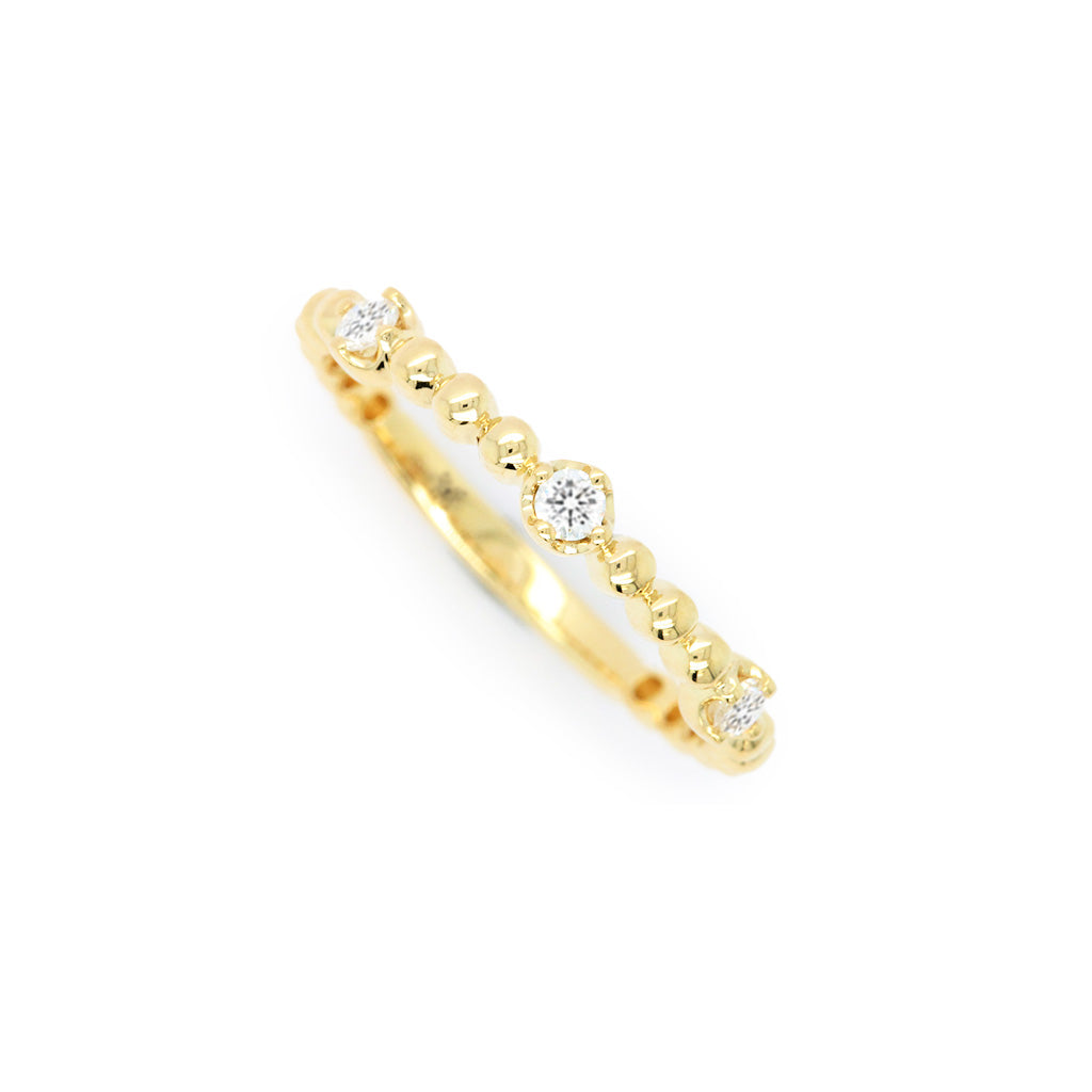 14K Gold 3 Stones Half Eternity Stackable Band