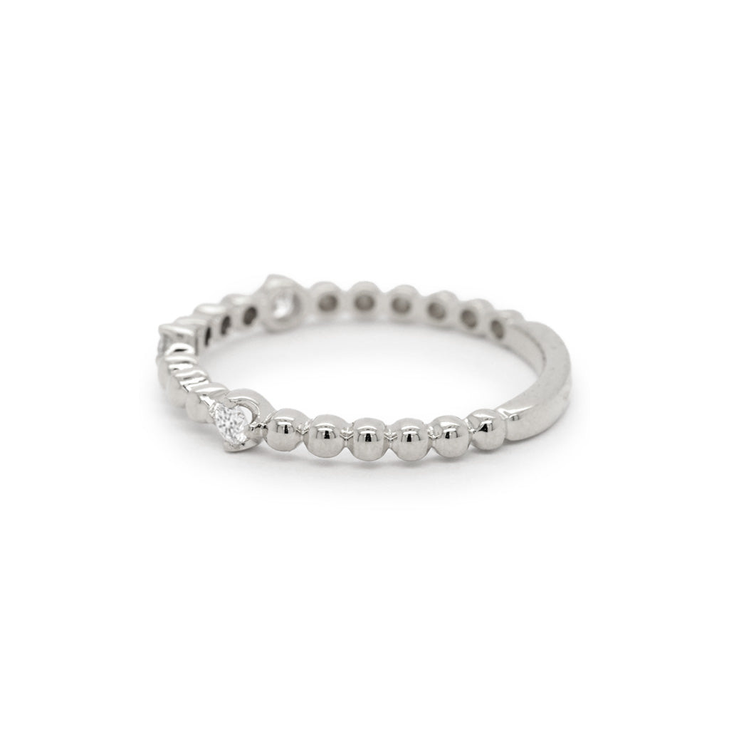 14K Gold 3 Stones Half Eternity Stackable Band