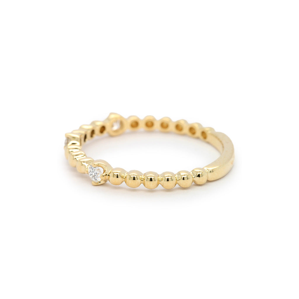 14K Gold 3 Stones Half Eternity Stackable Band
