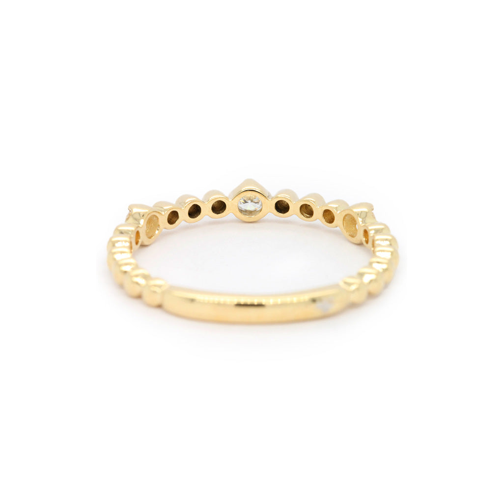 14K Gold 3 Stones Half Eternity Stackable Band