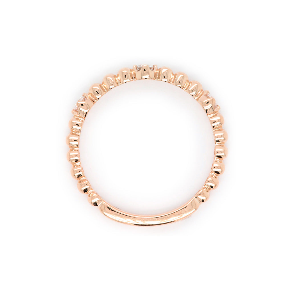 14K Gold 3 Stones Half Eternity Stackable Band