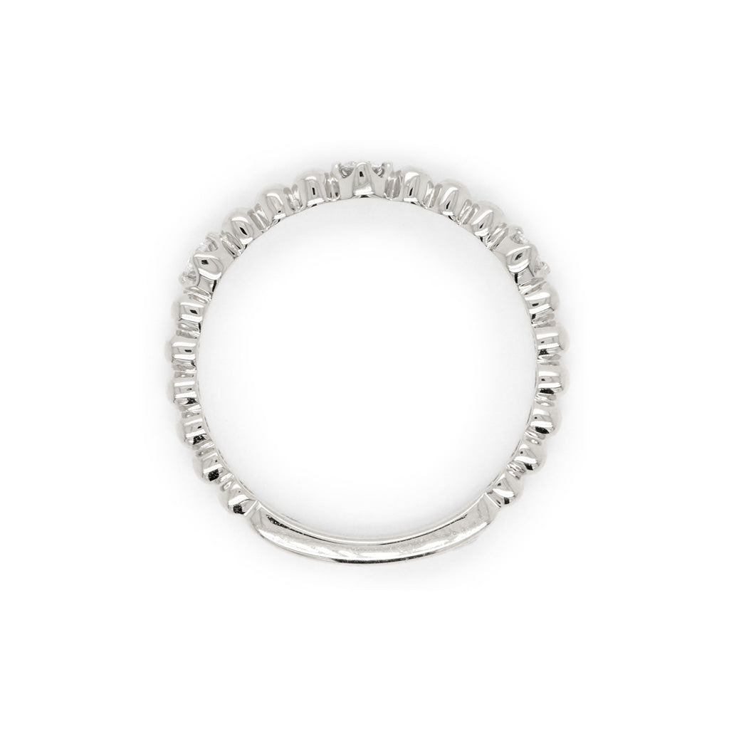 14K Gold 3 Stones Half Eternity Stackable Band