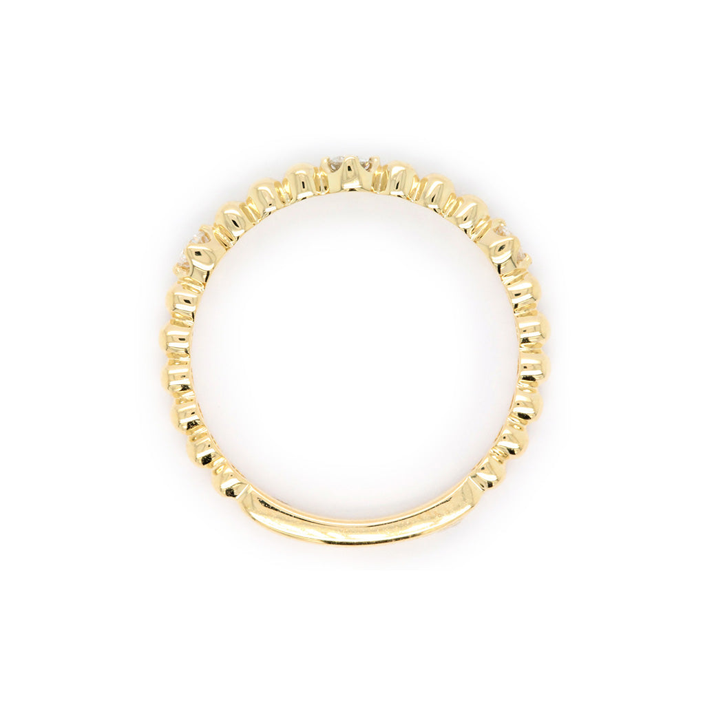 14K Gold 3 Stones Half Eternity Stackable Band