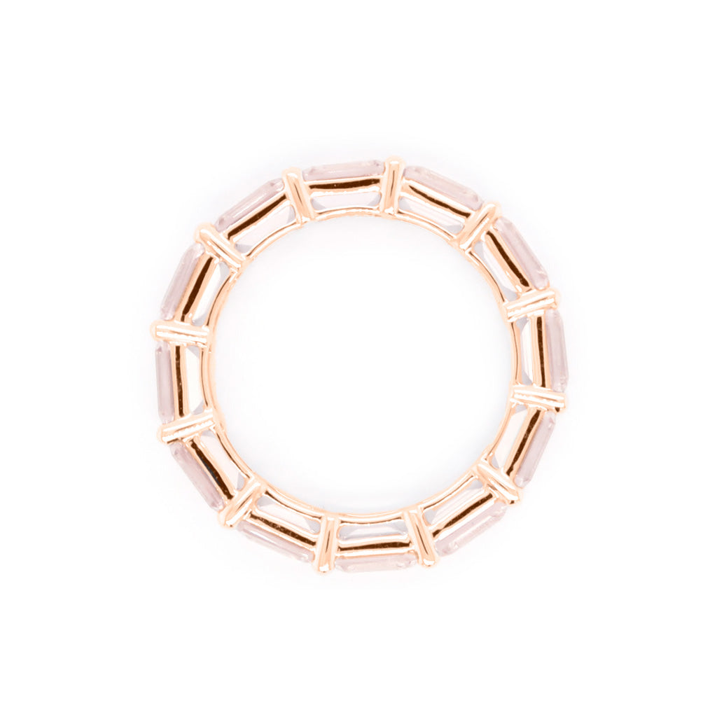 Exquisite 5.98 CT Emerald Cut Pink Sapphire Eternity Band