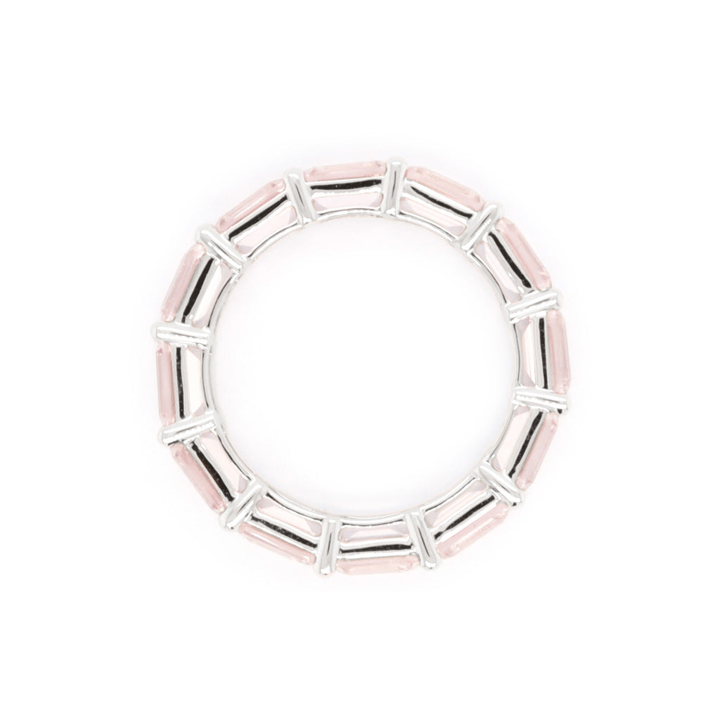 Exquisite 5.98 CT Emerald Cut Pink Sapphire Eternity Band