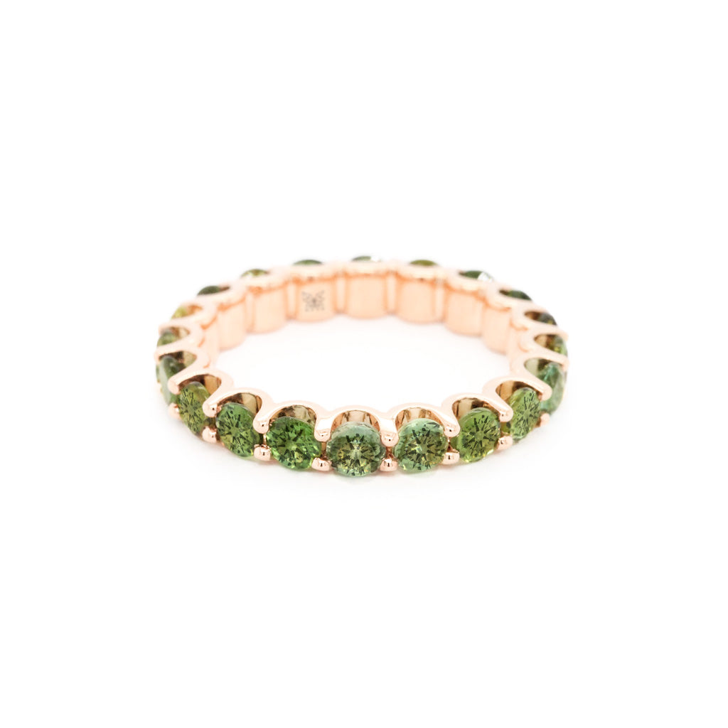 14K Gold Tourmaline 20 Stones Full Eternity Band
