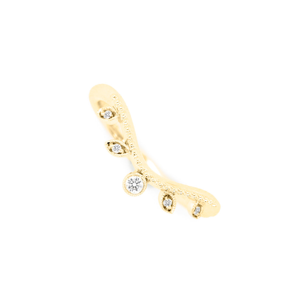 14K Gold Stackable 5 Stones Curved Band