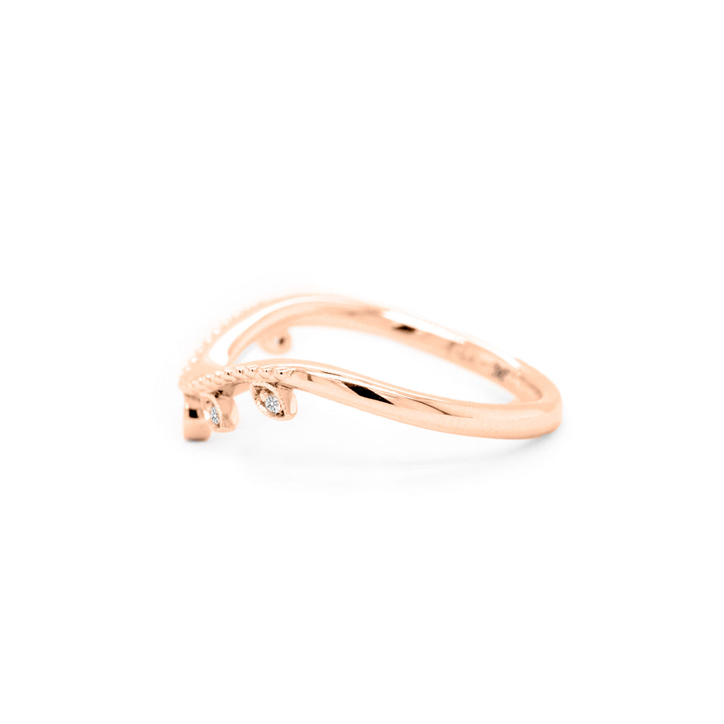 14K Gold Stackable 5 Stones Curved Band