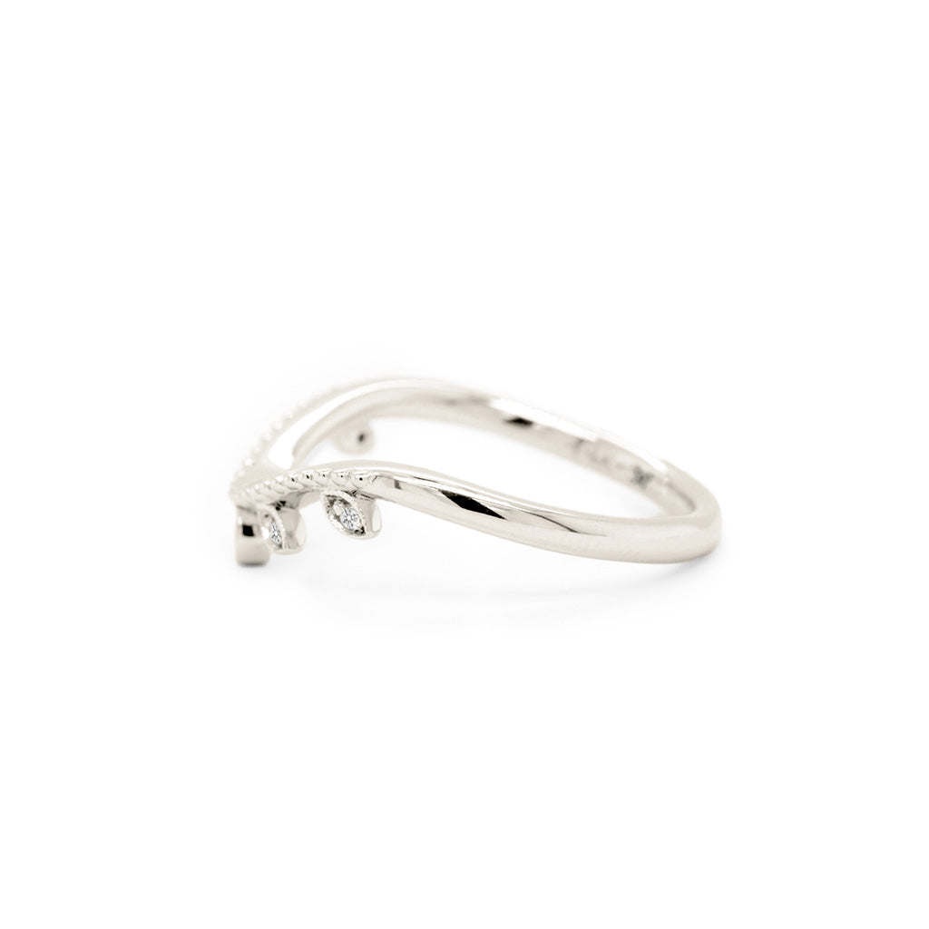 14K Gold Stackable 5 Stones Curved Band