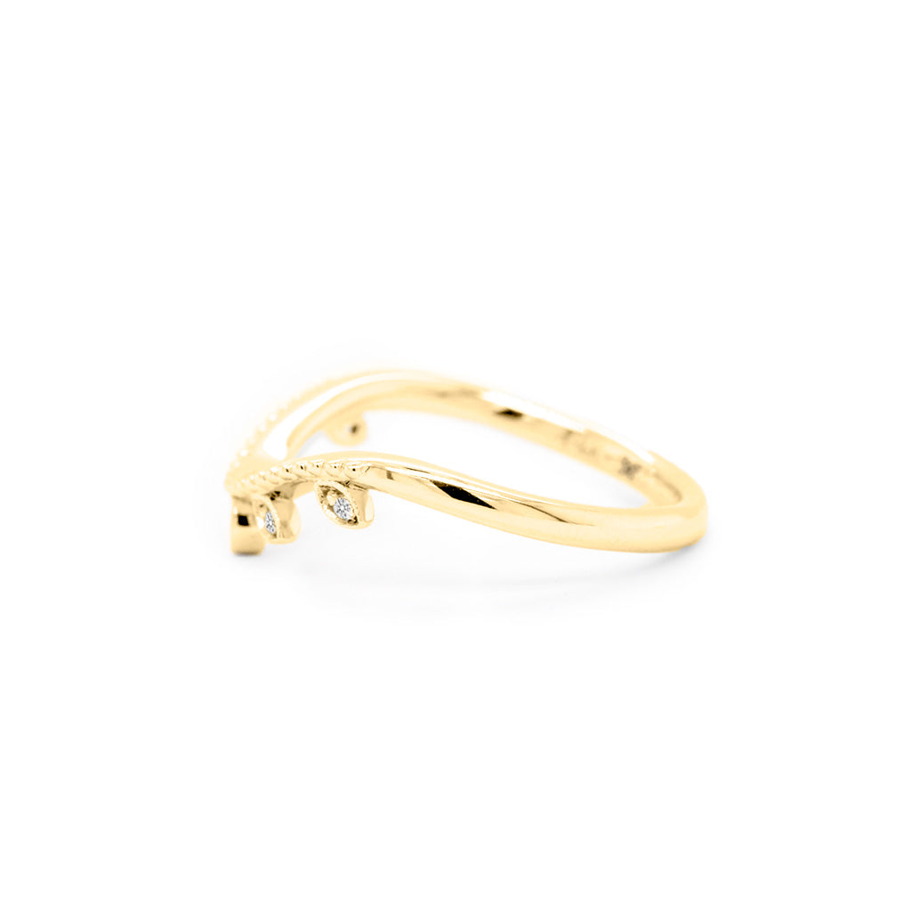 14K Gold Stackable 5 Stones Curved Band