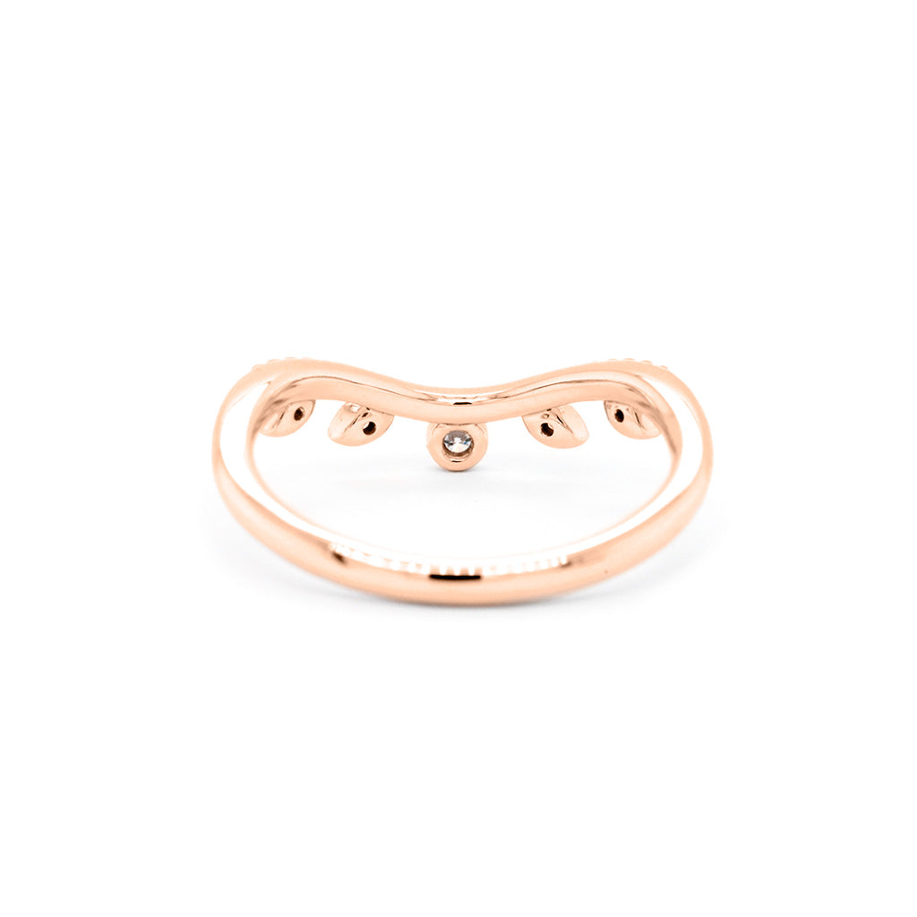 14K Gold Stackable 5 Stones Curved Band