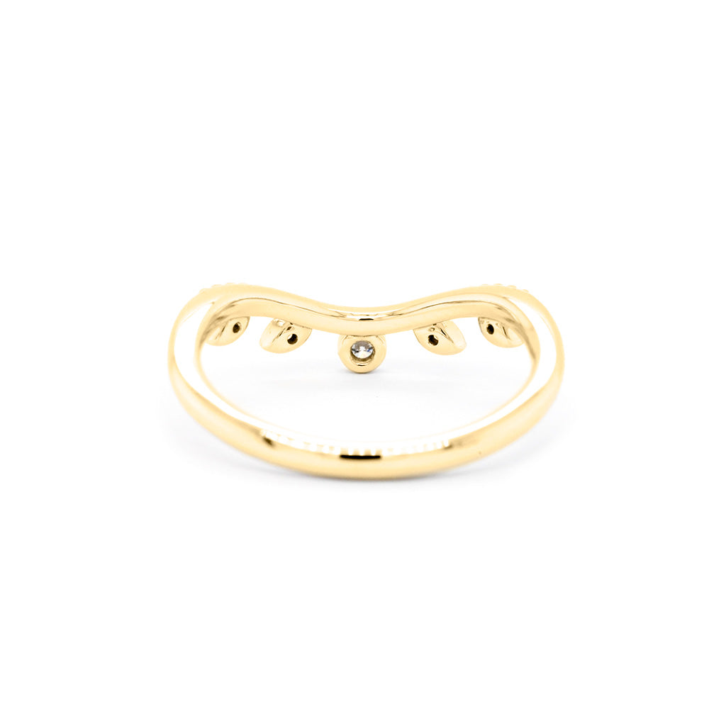 14K Gold Stackable 5 Stones Curved Band