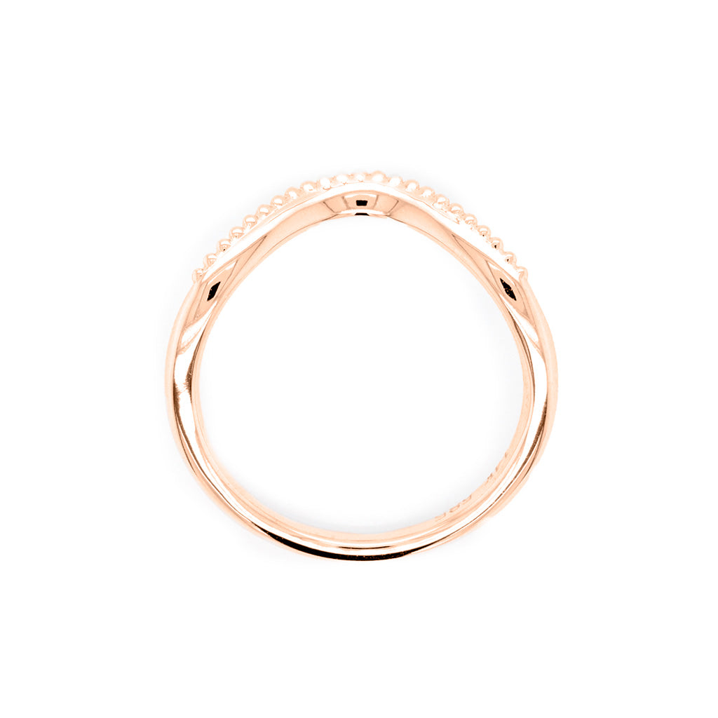 14K Gold Stackable 5 Stones Curved Band