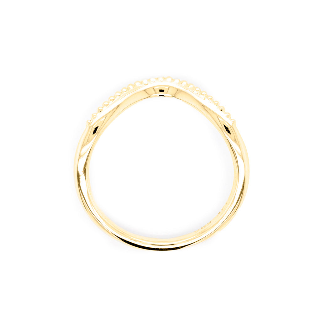 14K Gold Stackable 5 Stones Curved Band