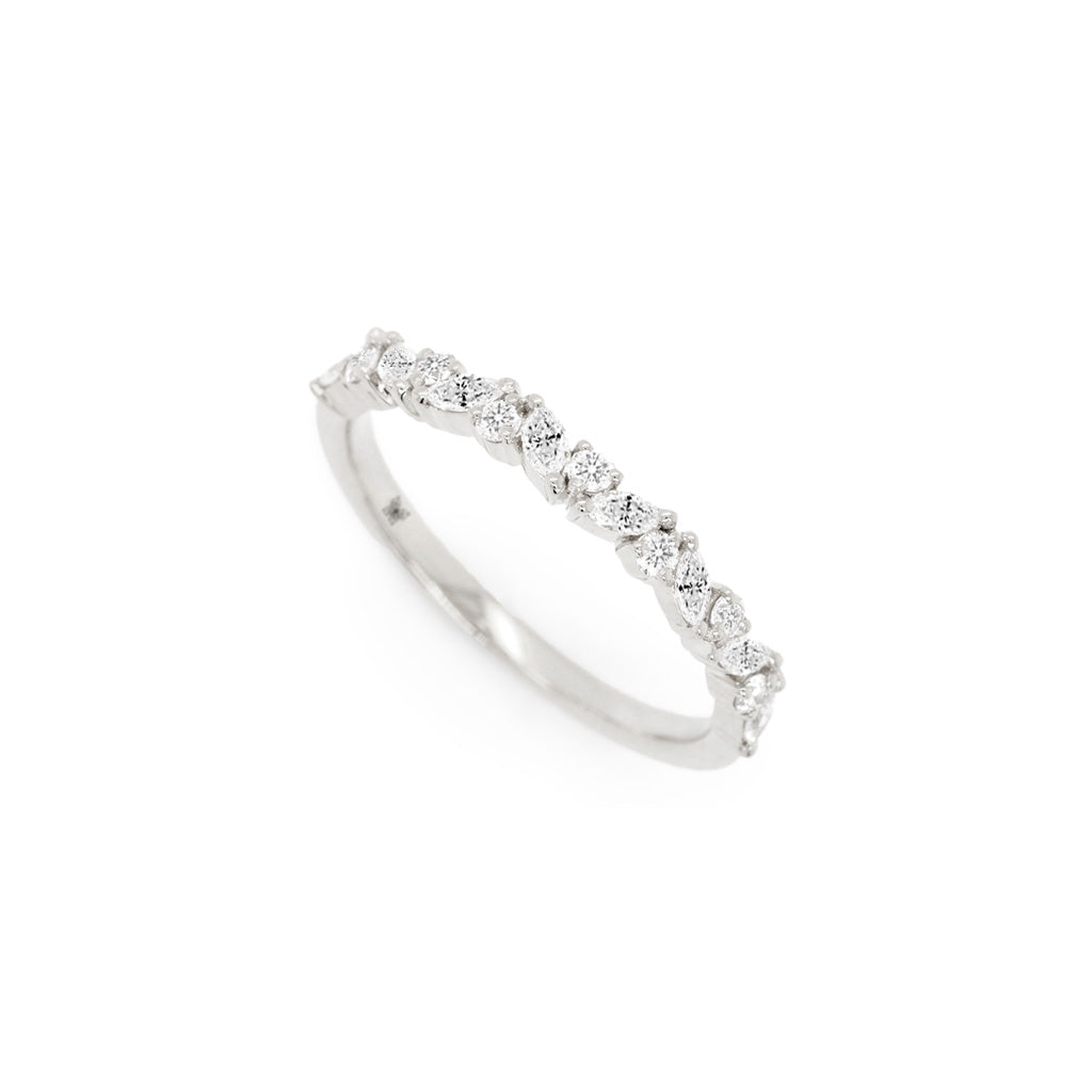 14K Gold 15 Diamonds Half Eternity Stackable Anniversary Band