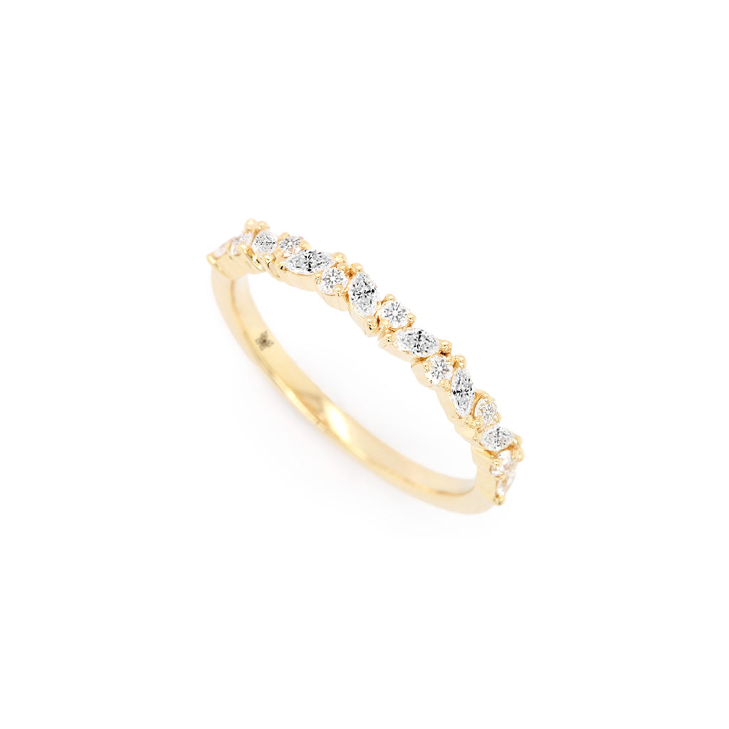 14K Gold 15 Diamonds Half Eternity Stackable Anniversary Band