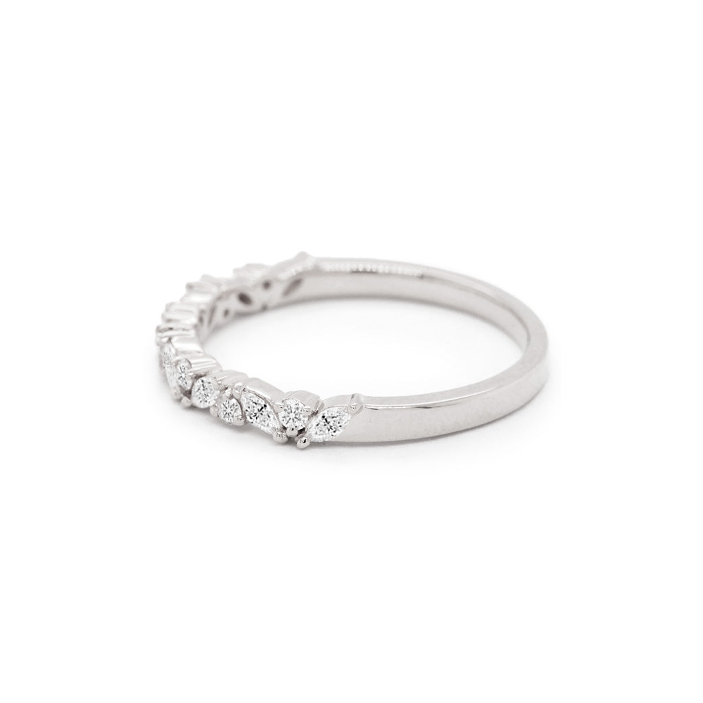 14K Gold 15 Diamonds Half Eternity Stackable Anniversary Band