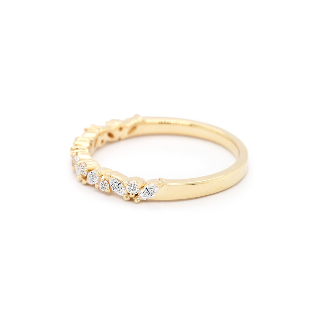 14K Gold 15 Diamonds Half Eternity Stackable Anniversary Band