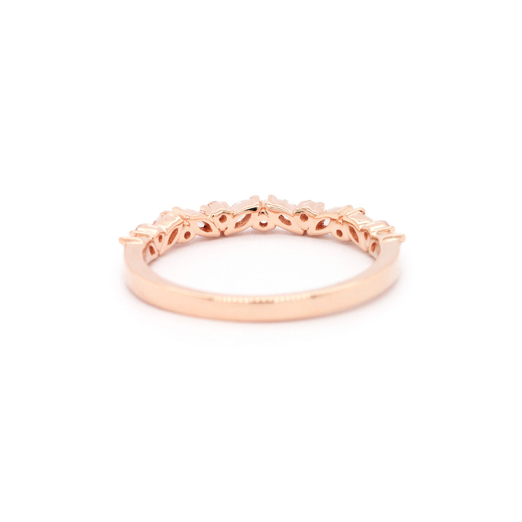 14K Gold 15 Diamonds Half Eternity Stackable Anniversary Band