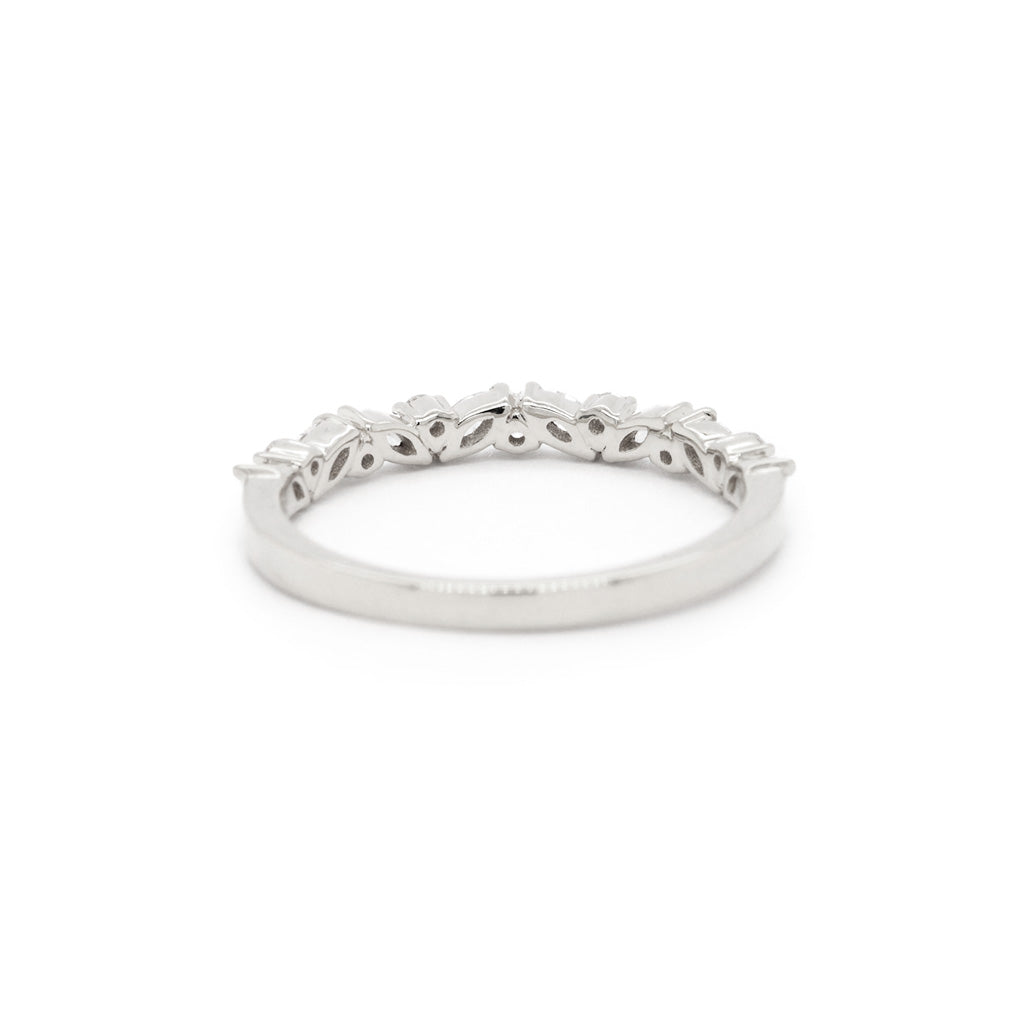 14K Gold 15 Diamonds Half Eternity Stackable Anniversary Band