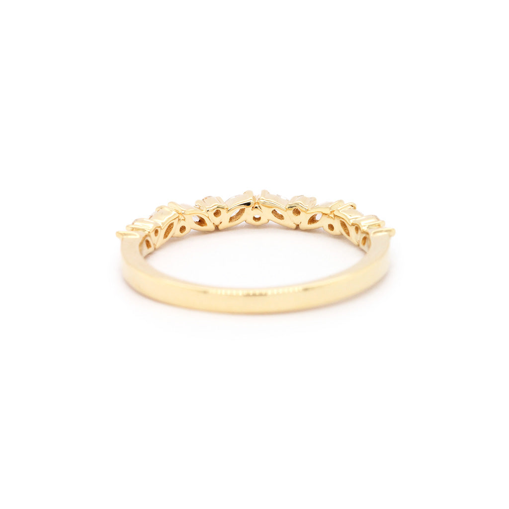 14K Gold 15 Diamonds Half Eternity Stackable Anniversary Band