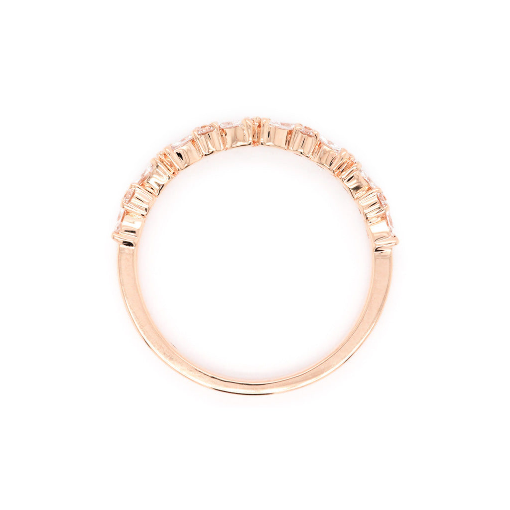 14K Gold 15 Diamonds Half Eternity Stackable Anniversary Band