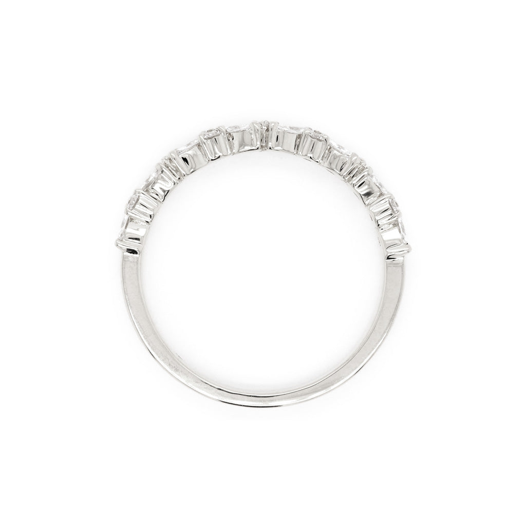 14K Gold 15 Diamonds Half Eternity Stackable Anniversary Band