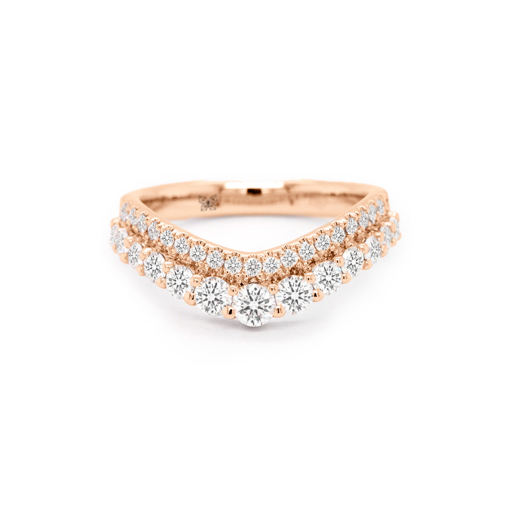 14K Gold 34 Diamonds Curved Band