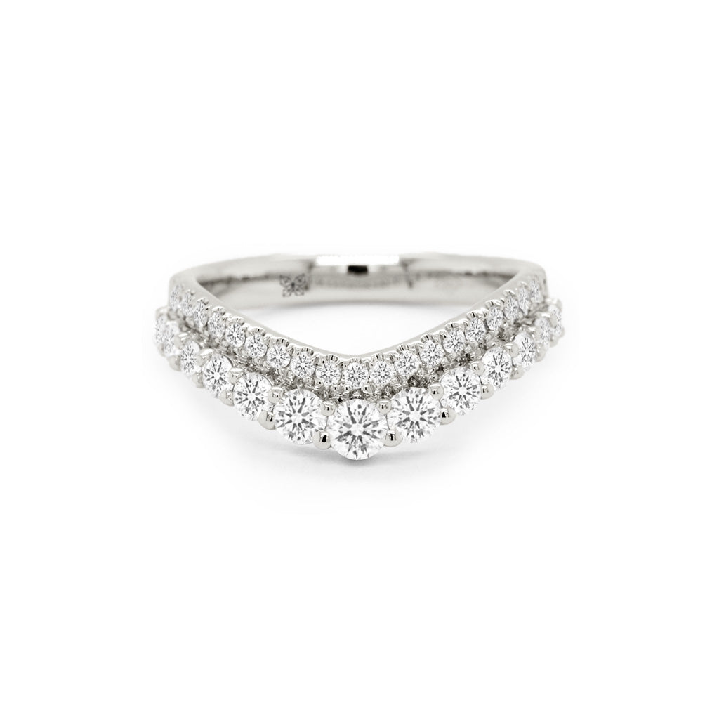 14K Gold 34 Diamonds Curved Band