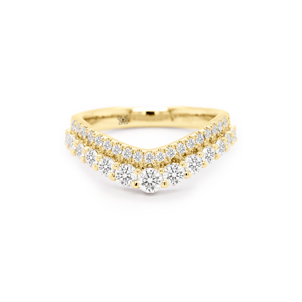 14K Gold 34 Diamonds Curved Band