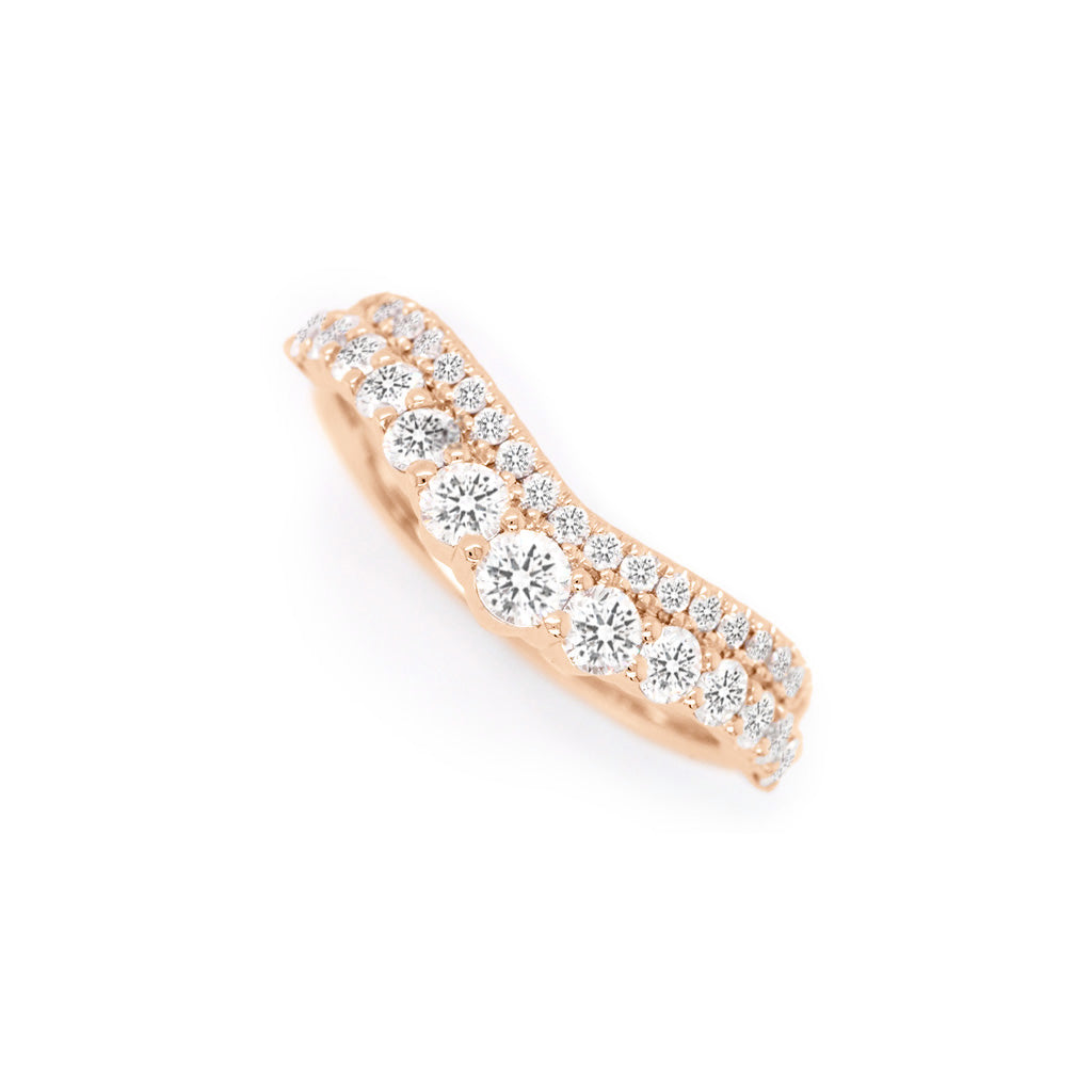 14K Gold 34 Diamonds Curved Band