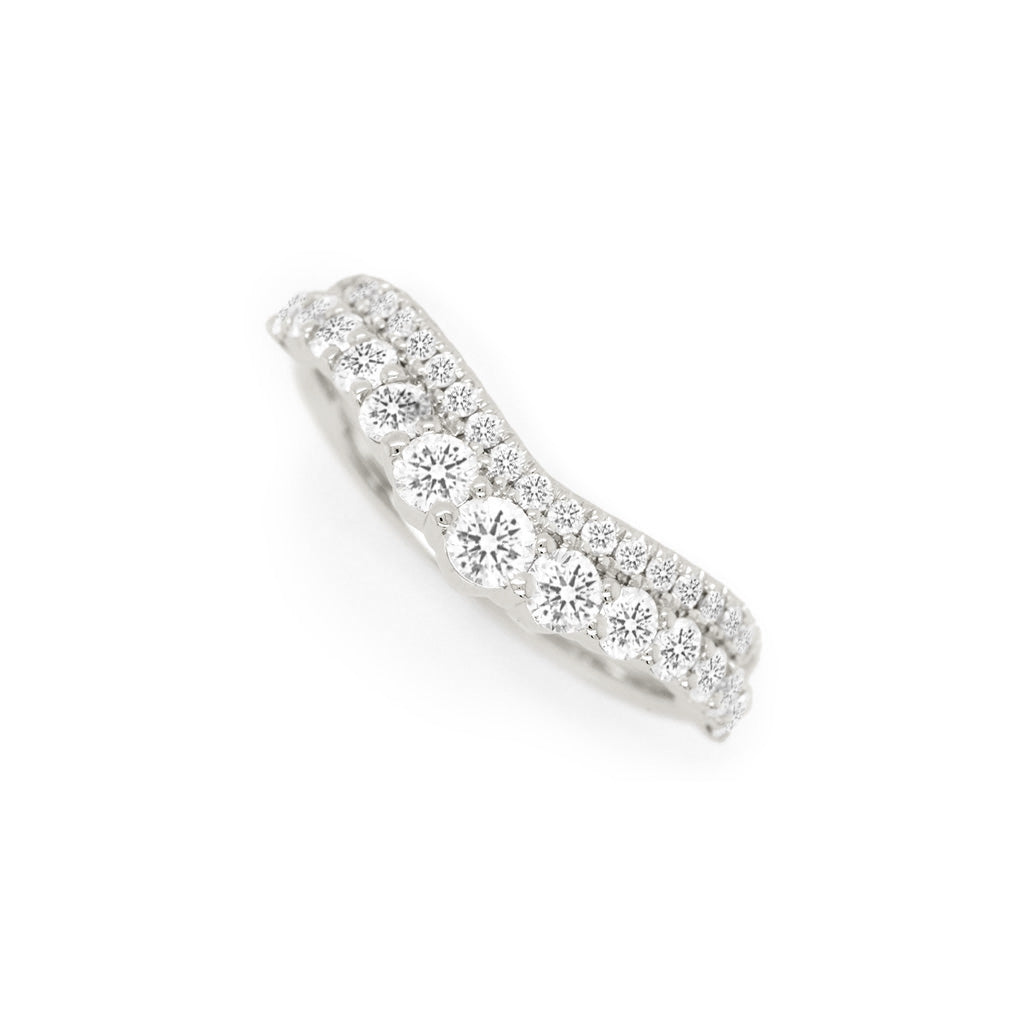 14K Gold 34 Diamonds Curved Band