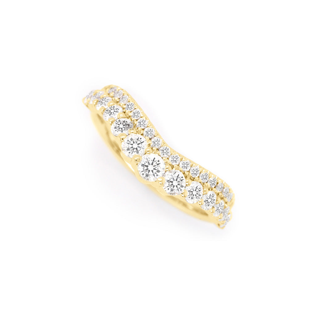 14K Gold 34 Diamonds Curved Band