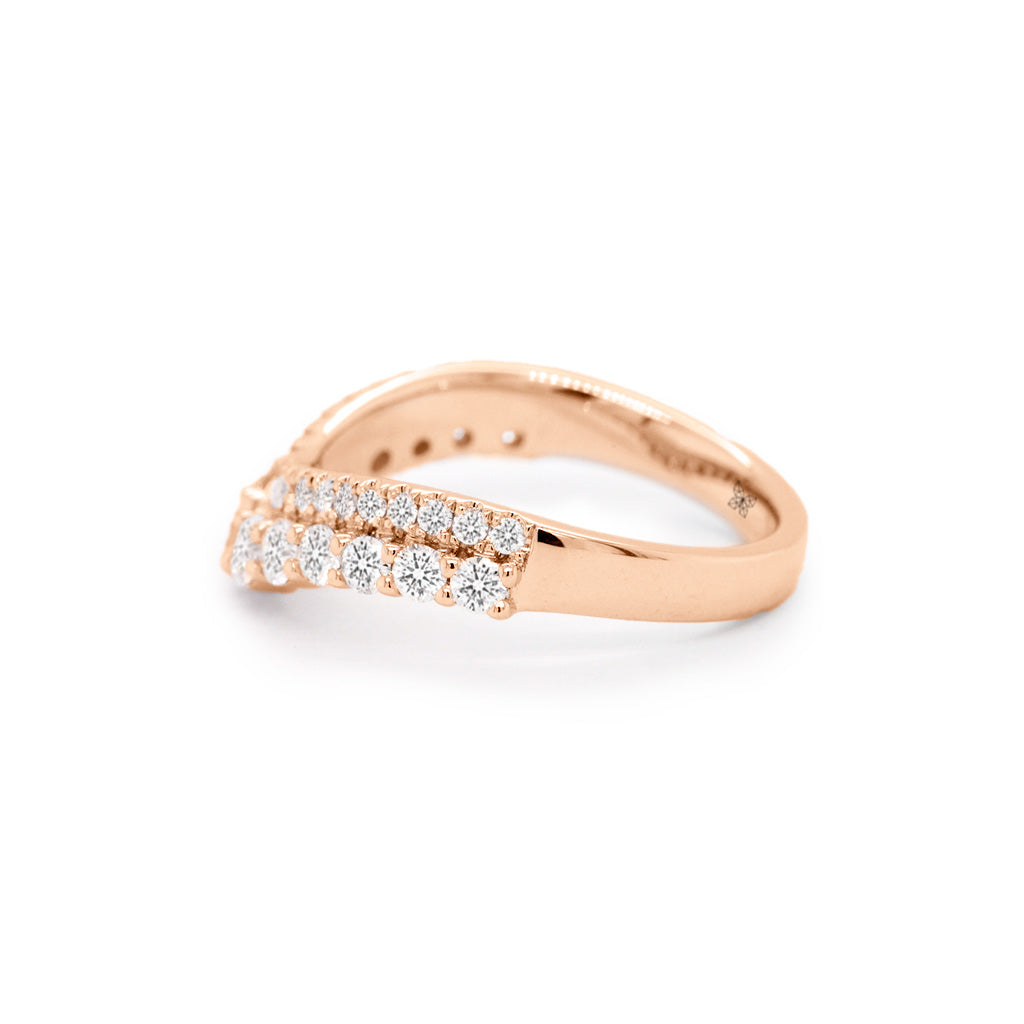 14K Gold 34 Diamonds Curved Band