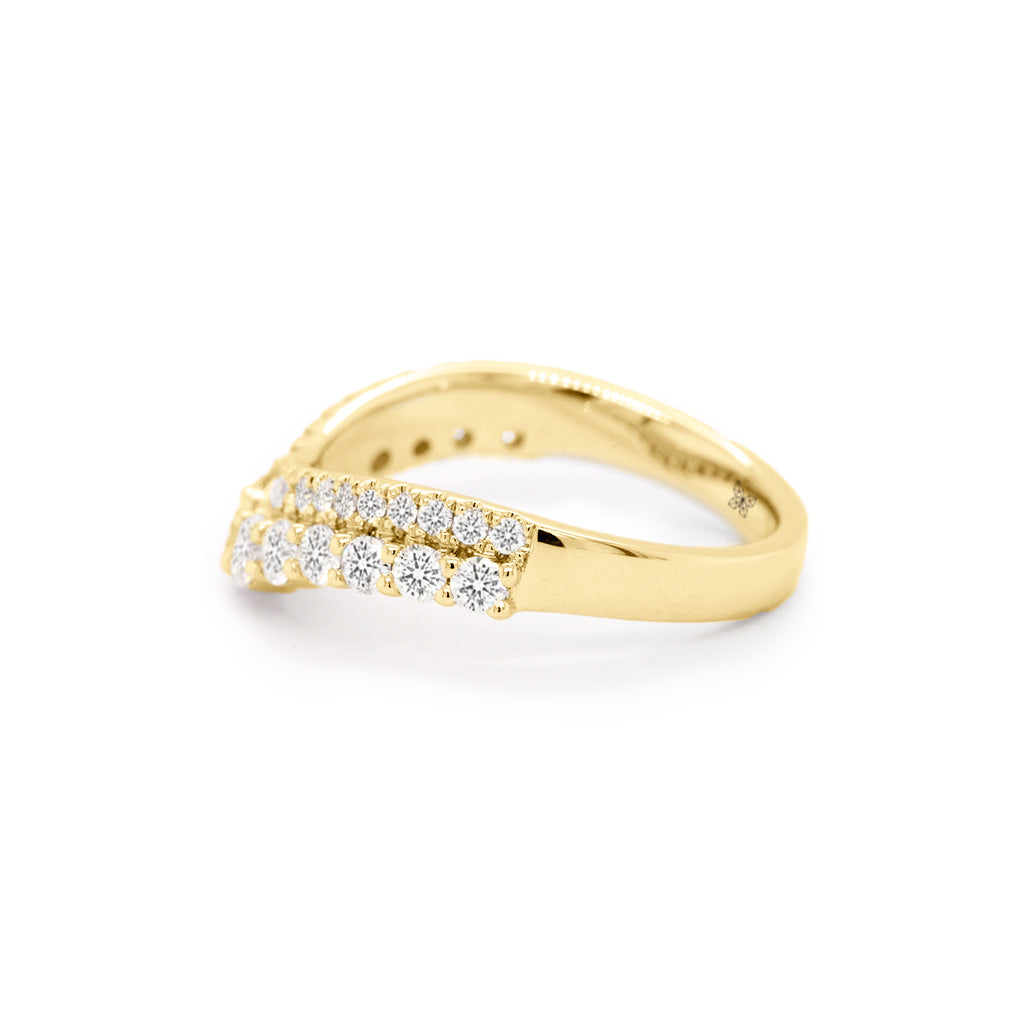 14K Gold 34 Diamonds Curved Band