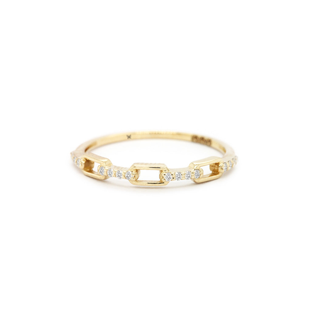 14K Gold 11 Stones Stackable Band