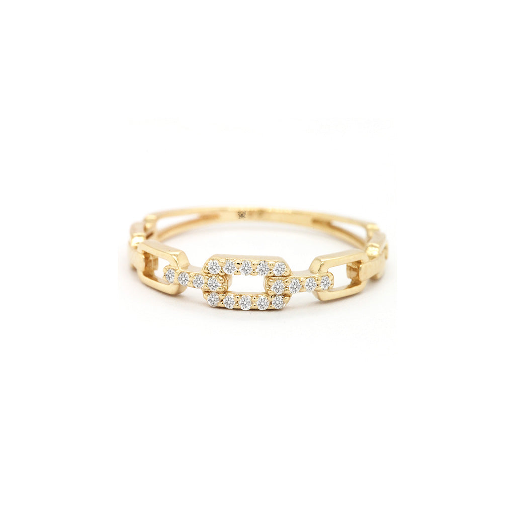 14K Gold 18 Stones Stackable Band