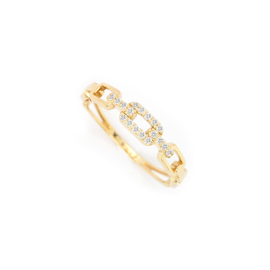 14K Gold 18 Stones Stackable Band