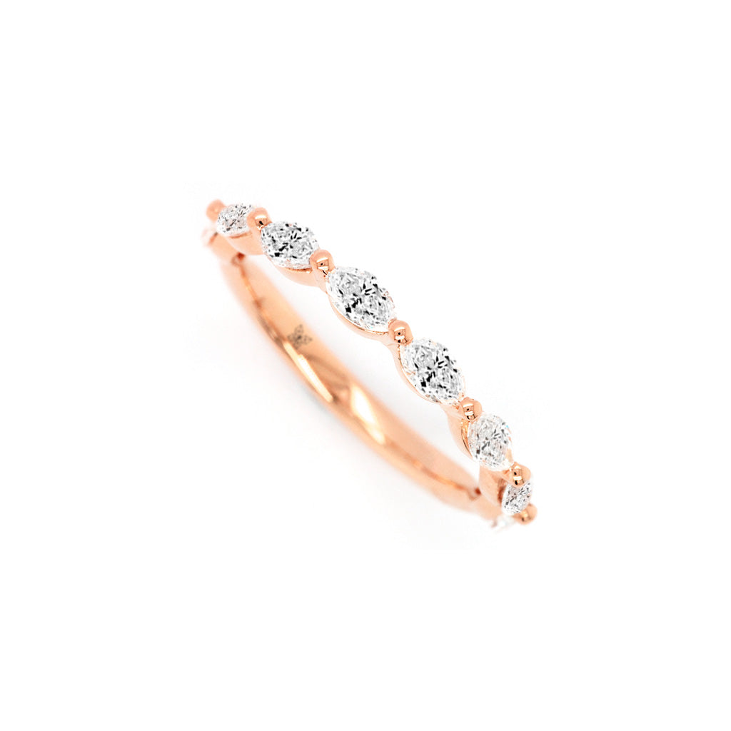 18K Gold 8 Stones Half Eternity Band