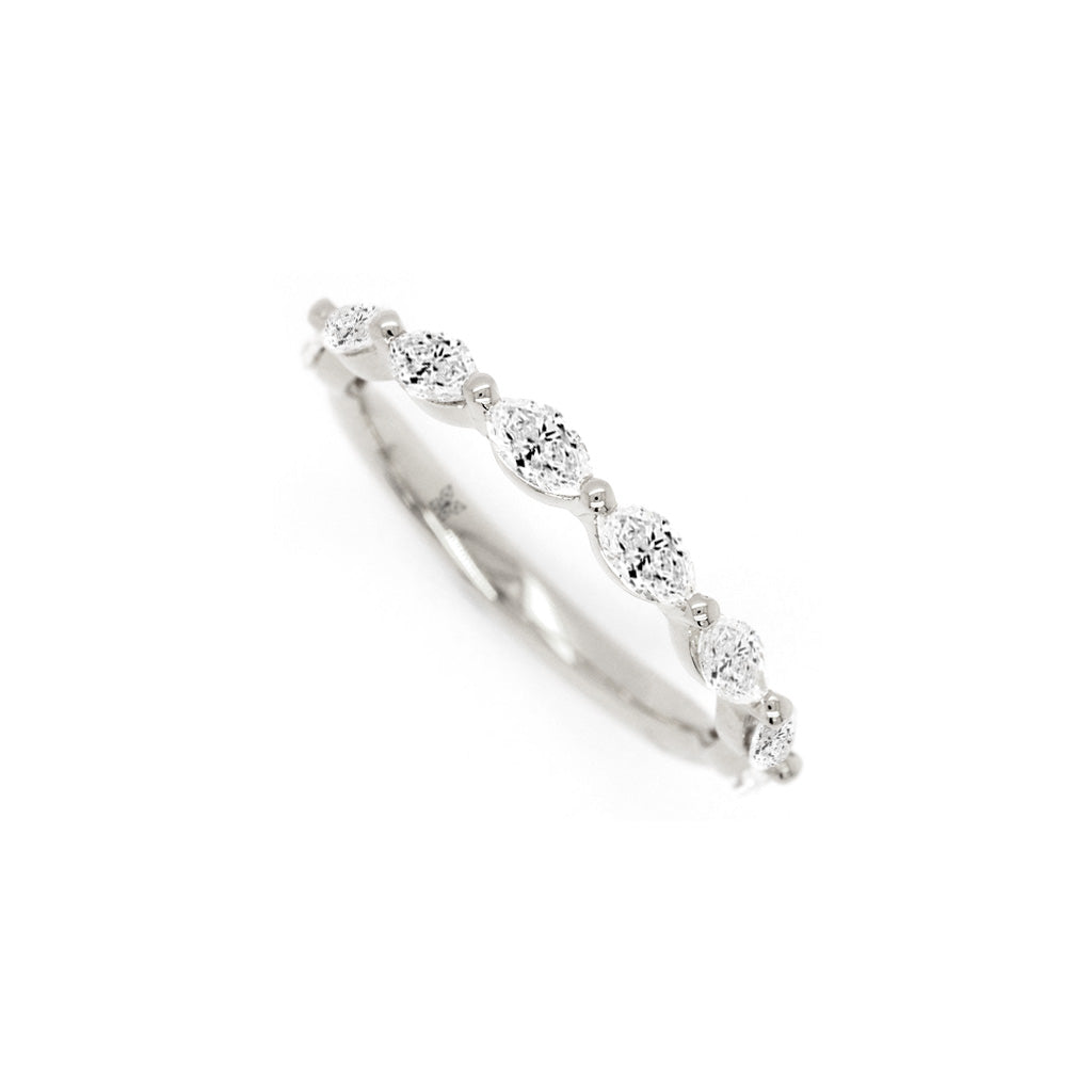 18K Gold 8 Stones Half Eternity Band