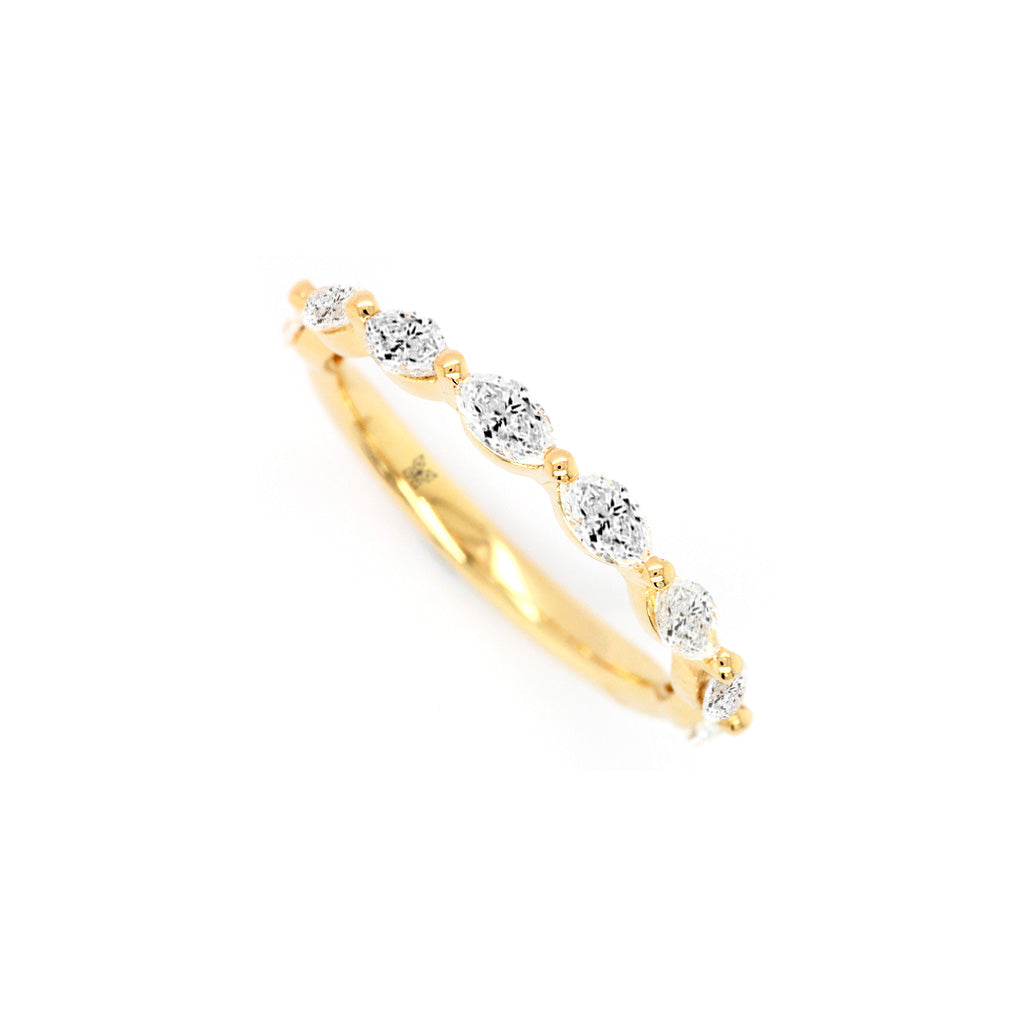 18K Gold 8 Stones Half Eternity Band