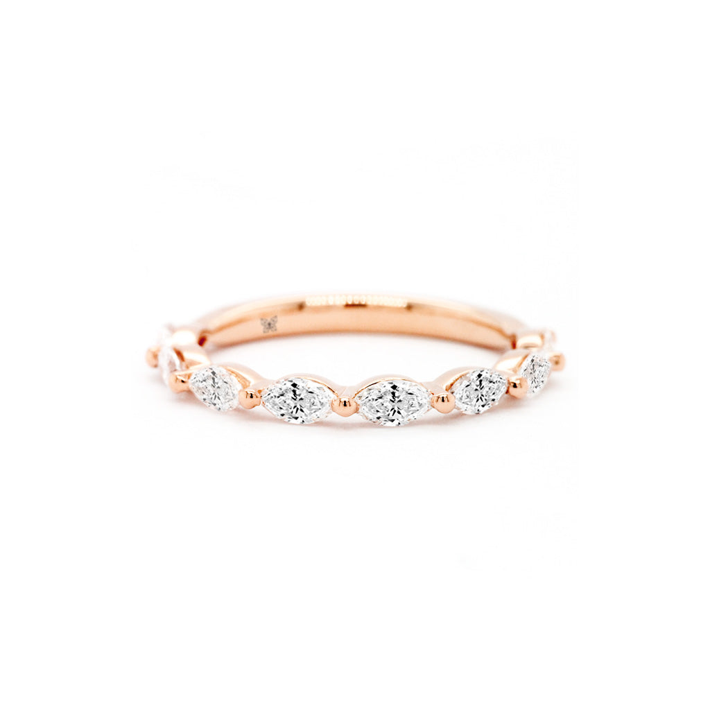 18K Gold 8 Stones Half Eternity Band