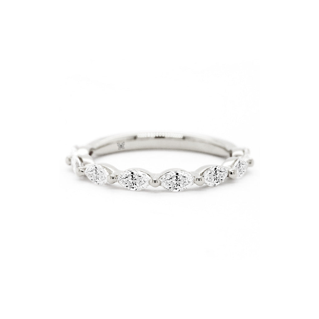18K Gold 8 Stones Half Eternity Band